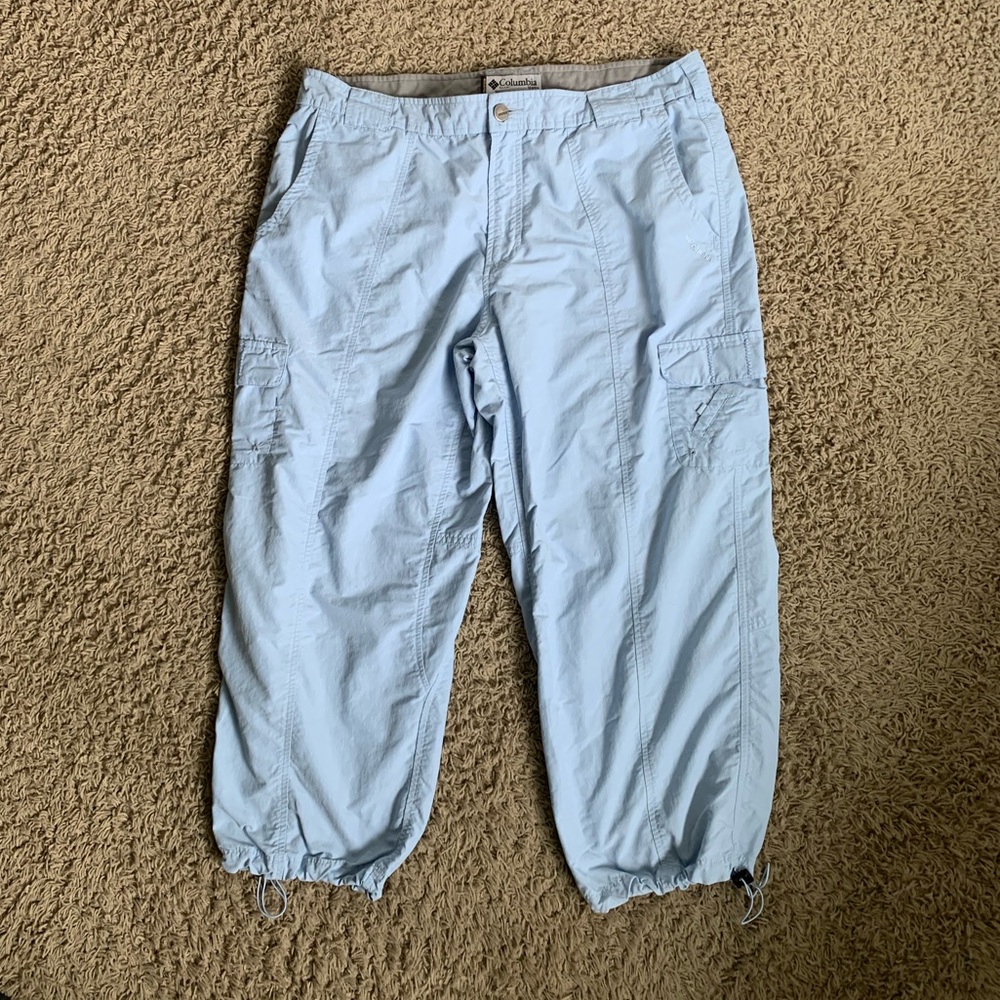 Columbia Titanium size 16 packable blue cargo pants zip-cord cuffs